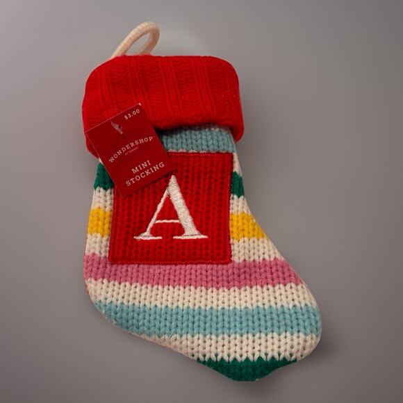 Wondershop Monogram Mini Letter A Rainbow Christmas Stocking Initial Target Knit - Picture 1 of 1